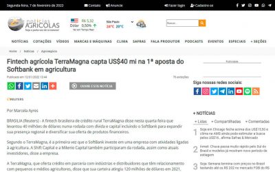 Notícias Agrícolas – Fintech agrícola TerraMagna capta US$40 mi na 1ª aposta do Softbank em agricultura